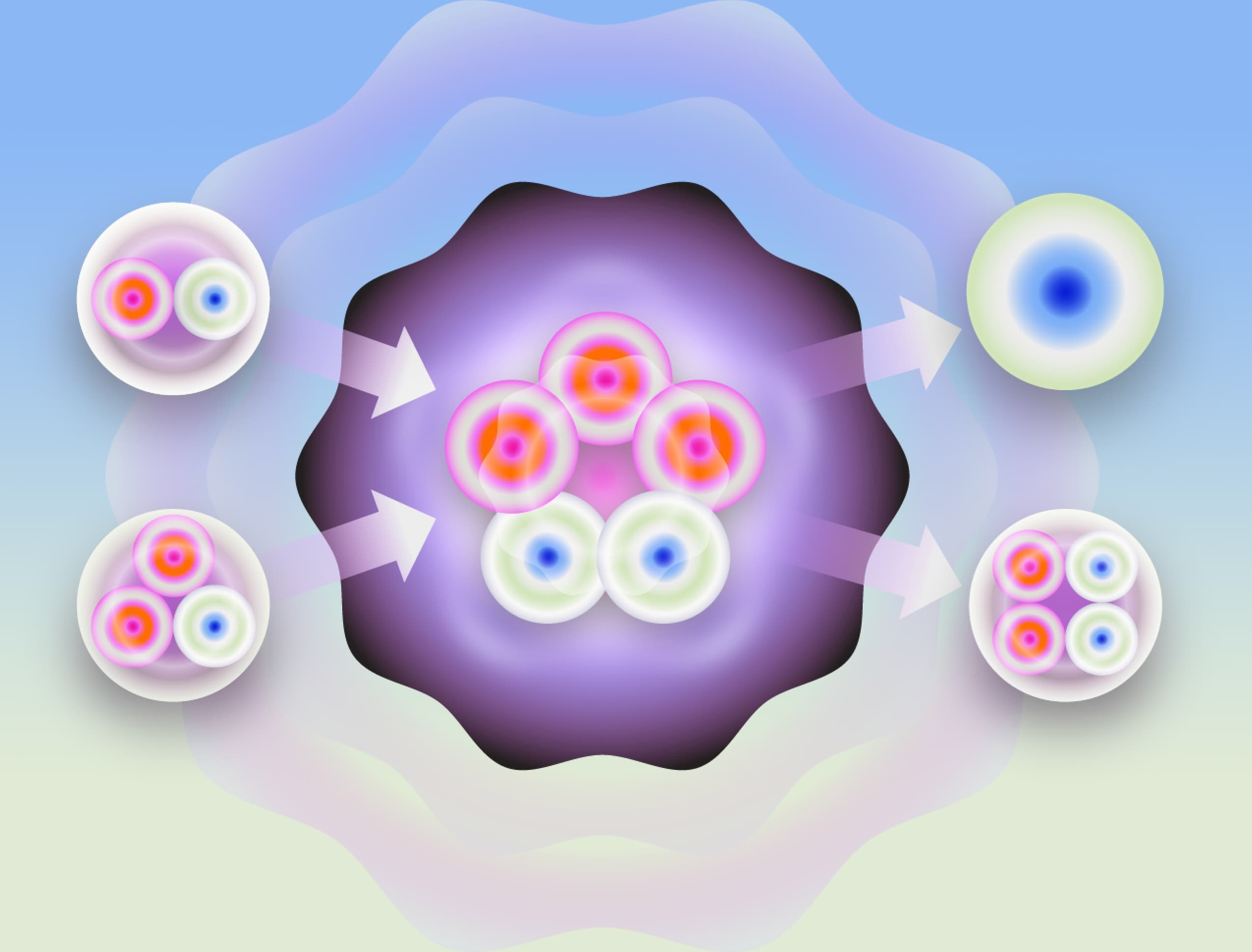 Colorful nuclear fusion art by Science Illustrator Ana Kova